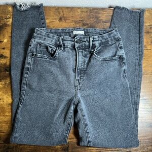 Good American raw hem cropped jeans